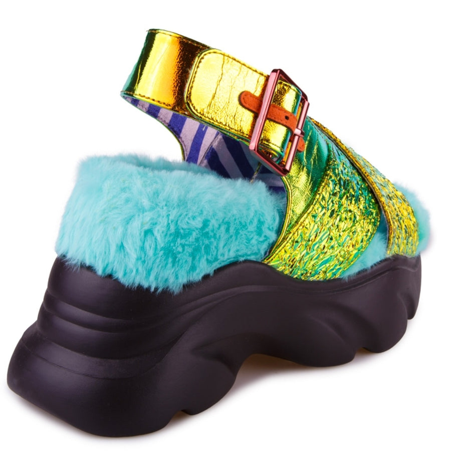Irregular Choice Womens Booyah Platform Sandal - Blue - The Foot Factory