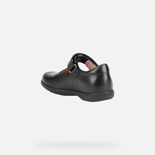 Geox Kids Naimara Smooth Leather School Shoes - Black