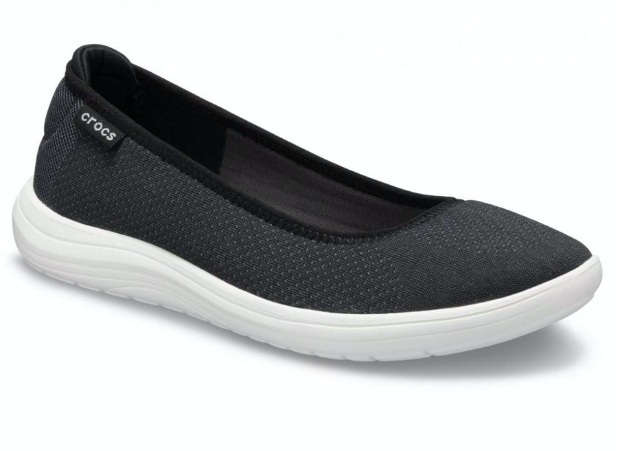 Crocs Womens Reviva Flat Sandals - Black / White