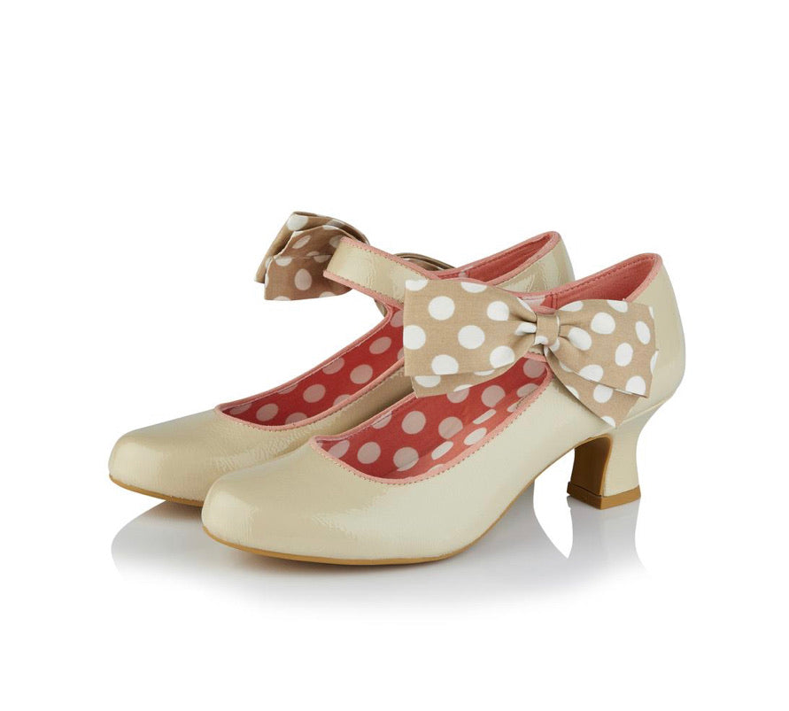 Ruby Shoo - Cream Spot Trixie - Mid Heel Ankle Strap Shoe