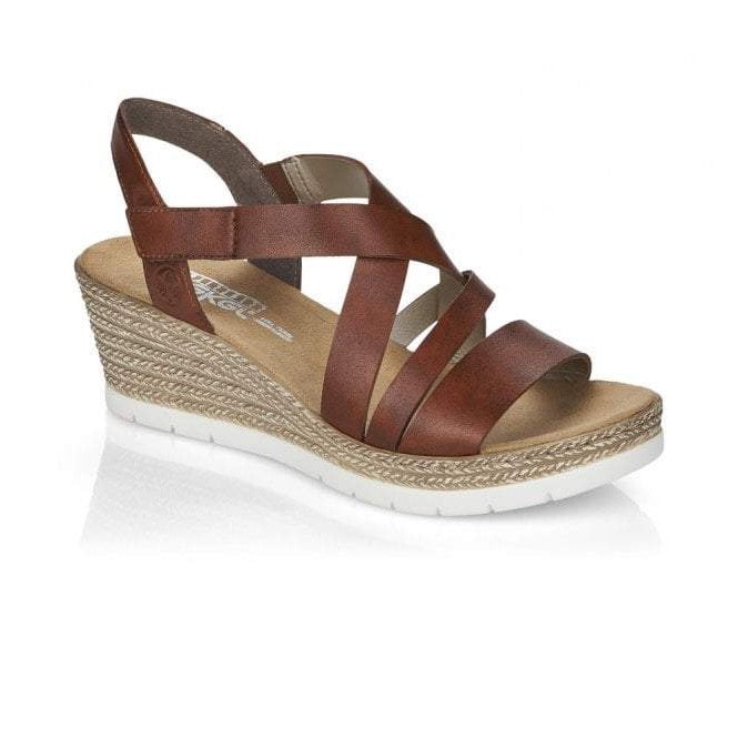 Rieker Womens Fashion Strappy Sandal - Brown